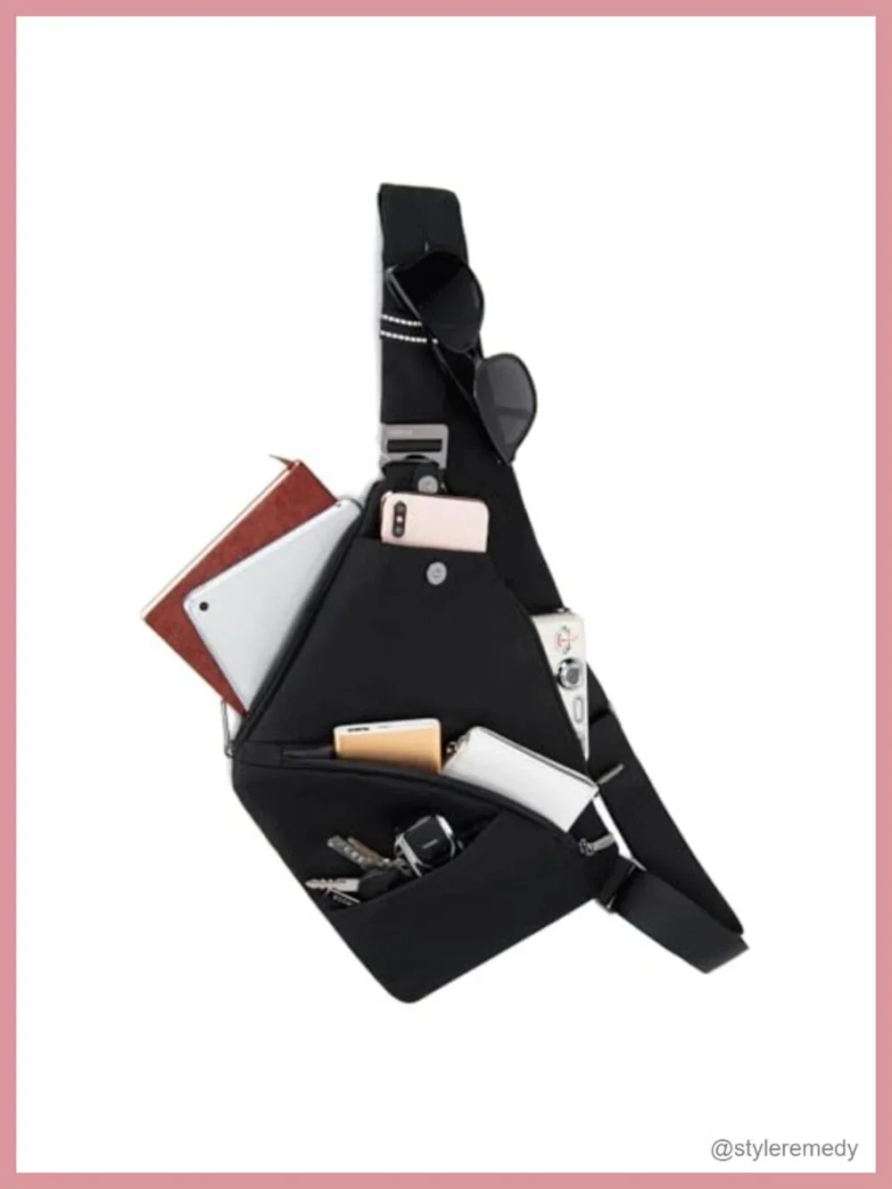 Nylon Sling Bag with RFID Blocking, Quick-Release Buckle, Anti-Theft Crossbody,